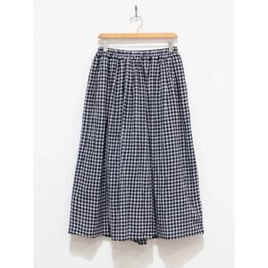 SOLD Ichi Antiquites Wool Gauze Gingham Skirt - White x Navy